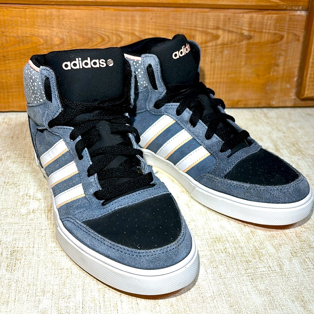 Adidas NEO Label Ortholite - Gray White Pink High Top Lace Up Shoes - Size 6